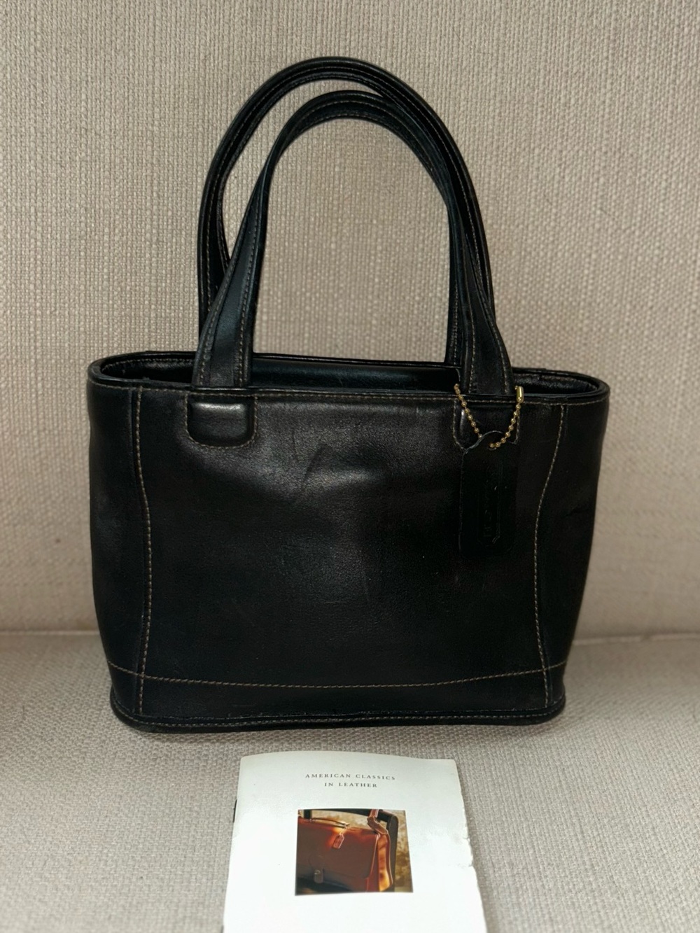 VINTAGE CLASSIC AUTH COACH #9303 BLACK LEATHER BEEKER TOTE BAG PURSE
